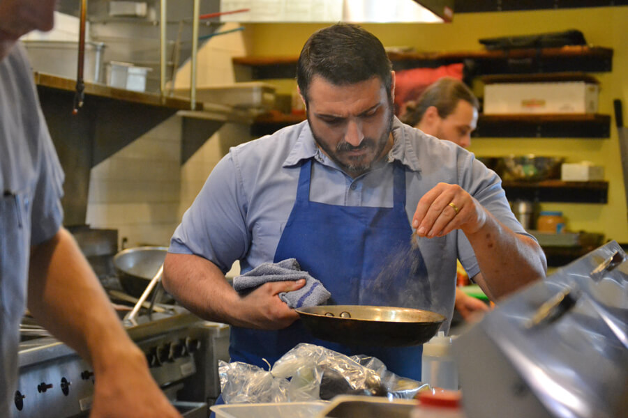 Chef Nick Novello in The Skillet Diner kitchen.