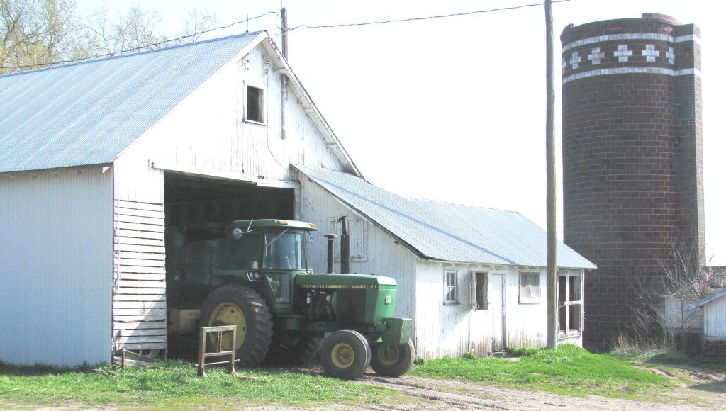 Tractor in barn