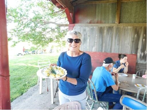 Joyce Lock, creator of Foodie Fight, at the Farmer Picnic on the Prairie. 