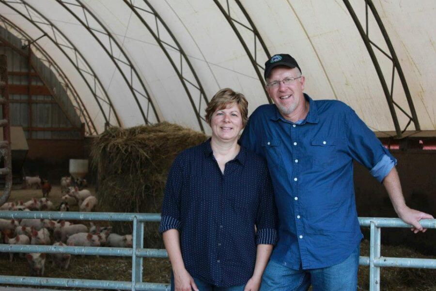 Farmers Steve and Shari Heun on their farm in Illinois.