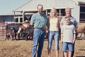 Dave Serfling and Family on their Minnesota Farm with Cattle